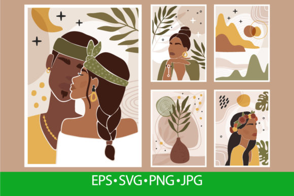 Abstract Couple Portraits Graphics for Illustrations
