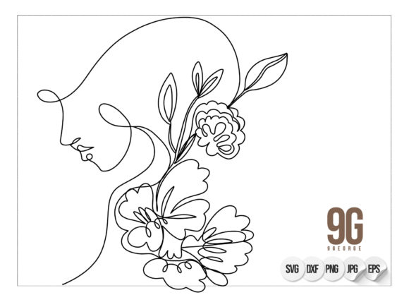 Abstract Woman Face Drawing One Line Svg Graphics Review