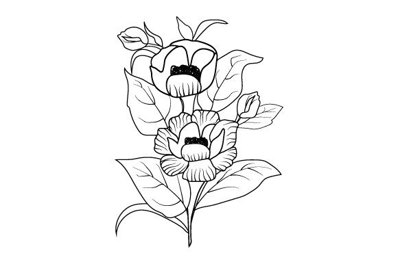 Black 7 White Flower Illustration for Modern Graphics