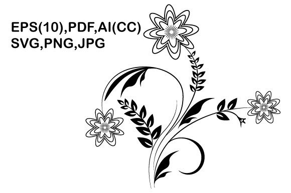Black and White Flower Design Illustrati Graphics