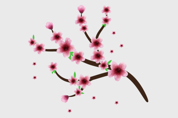 Cherry Blossom Sakura Tree Branch Art for Graphics and Illustrations
