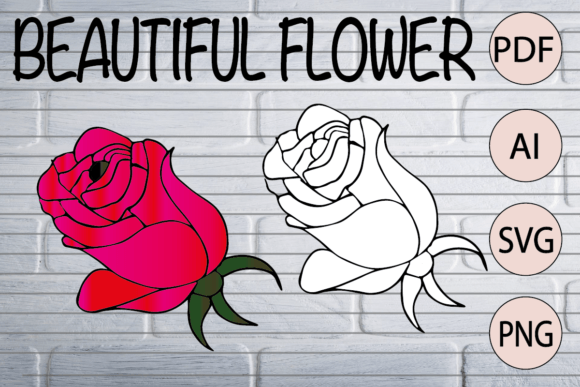 Hand Drawn Line Art Rose Flower Design for Graphics & Illustrations