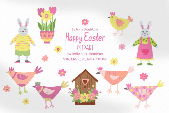 Happy Easter Clipart Graphics for Seasonal Illustrations