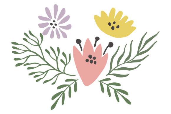 Herbal Decoration Element. Hand Drawn Cu: Graphics & Illustrations for Editors