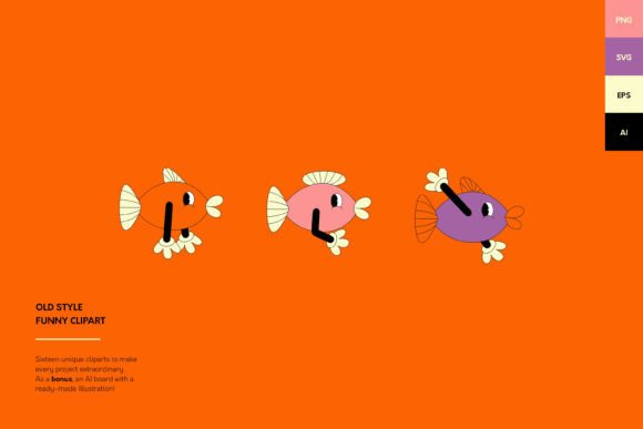 Old Style Funny Clipart: Graphics and Illustrations for Local Brands
