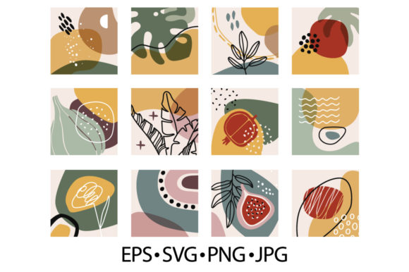 Organic Abstract Print Boho Style for Graphics and Illustrations