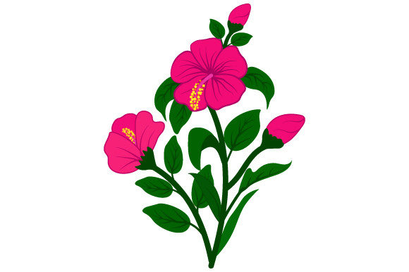 Pink and Green Flower Graphics for Modern Illustrations